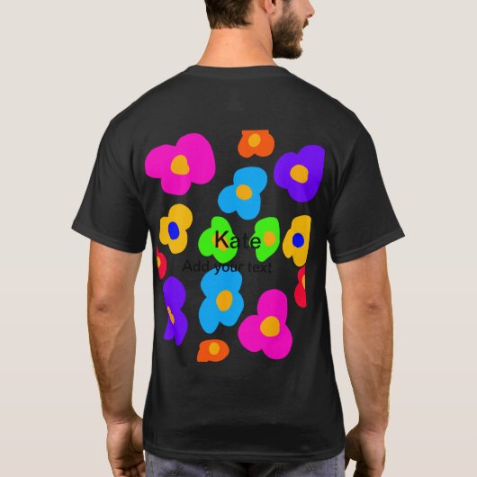 Rainbow flower pride liefde voeg naam tekst labtq  t-shirt (Achterkant)