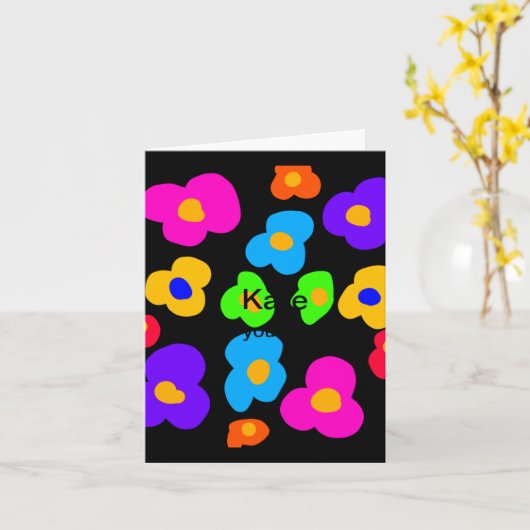 Rainbow Flower Pride Love Add Name Text Lqbtq Abst Kaart (Gele Bloem)