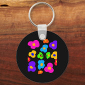 Rainbow Flower Pride Love Add Name Text Lqbtq Abst Sleutelhanger (Voorkant)