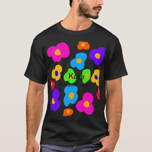 Rainbow Flower Pride Love Add Name Text Lqbtq Abst T-shirt (Voorkant)
