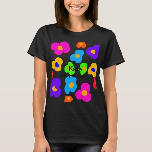 Rainbow Flower Pride Love Add Name Text Lqbtq Abst T-shirt (Voorkant)