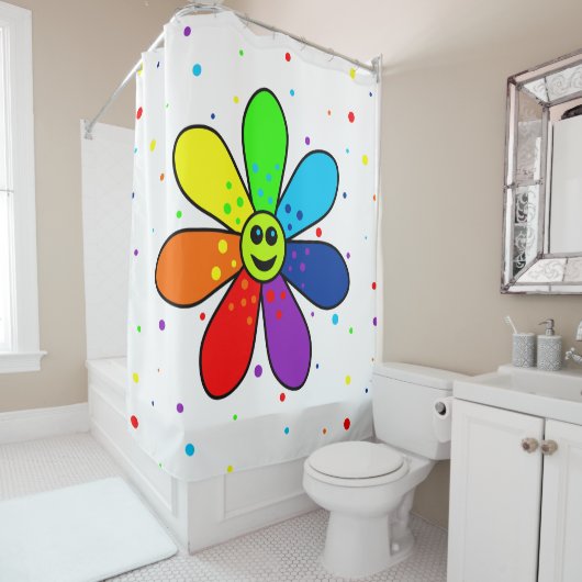Rainbow Flower Shower Curtain Douchegordijn (In situ)