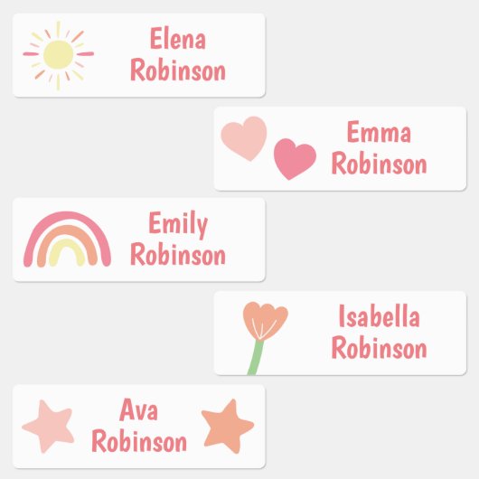 Rainbow Flower Star School Daycare Labels (Groep)