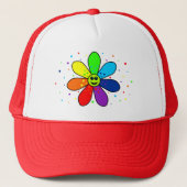 Rainbow Flower Trucker Hat Pet (Voorkant)