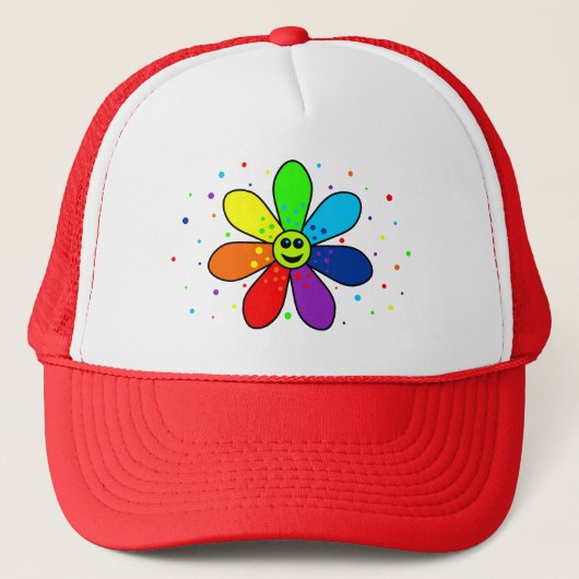 Rainbow Flower Trucker Hat Trucker Pet (Voorkant)