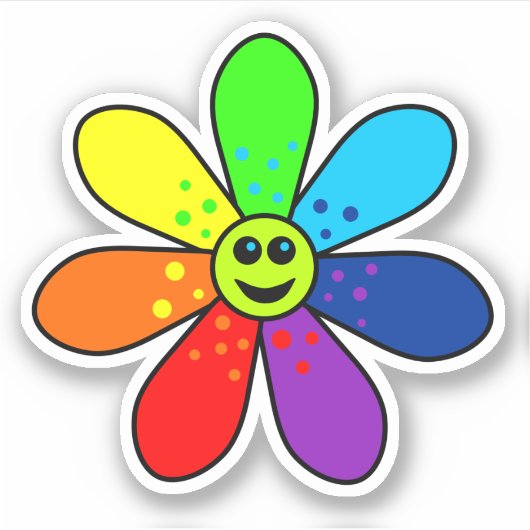 Rainbow Flower Vinyl Sticker (Voorkant)