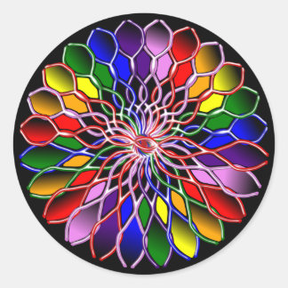 Rainbow Floweret Sticker-20 per vel Ronde Sticker