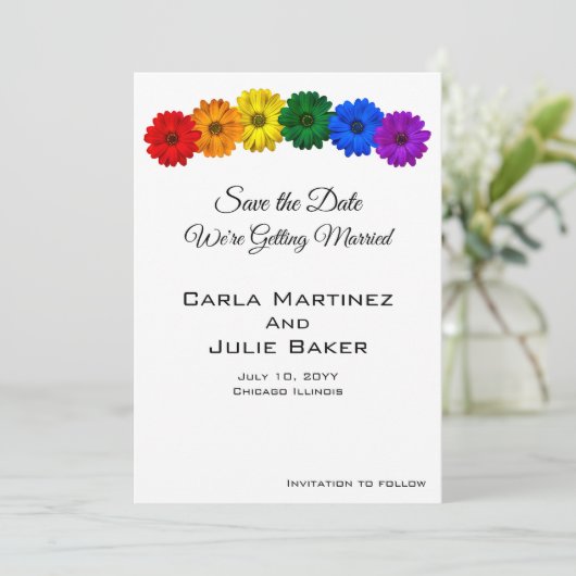 Rainbow Flowers besparen de Kaart Datum (Staand voorkant)