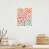 Rainbow Flowers Boho Abstract Poster (Keuken)