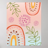 Rainbow Flowers Boho Abstract Poster (Voorkant)