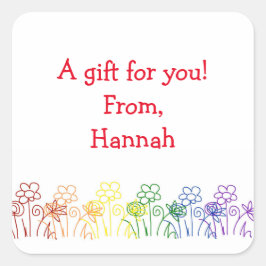 Rainbow Flowers Custom Verjaardagscadeau Stickers