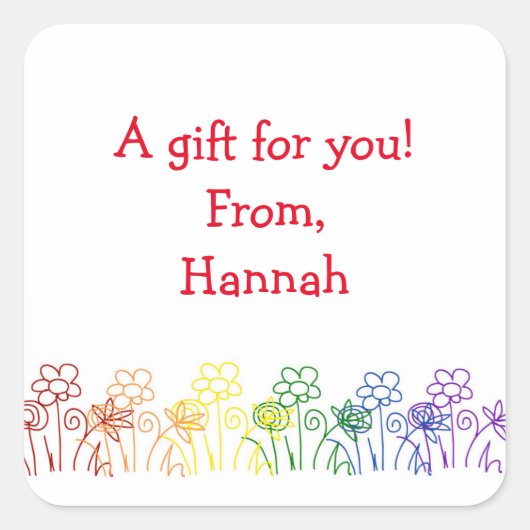 Rainbow Flowers Custom Verjaardagscadeau Stickers (Voorkant)