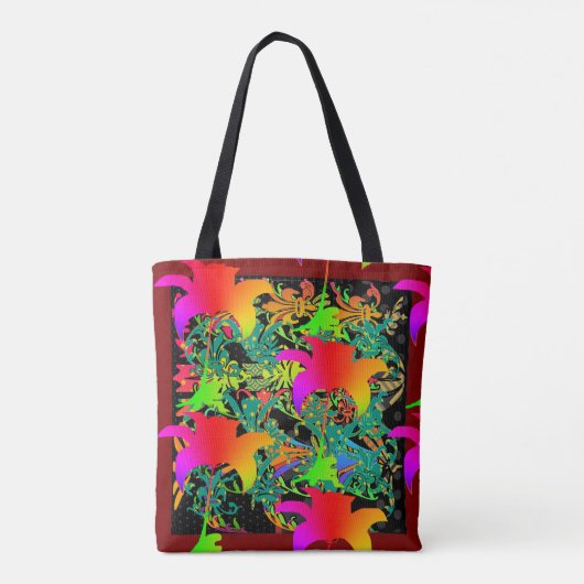 Rainbow Flowers Galore Canvas tas (Achterkant)