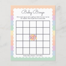 Rainbow Flowers Gender Neutraal Baby shower Bingo