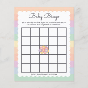 Rainbow Flowers Gender Neutraal Baby shower Bingo