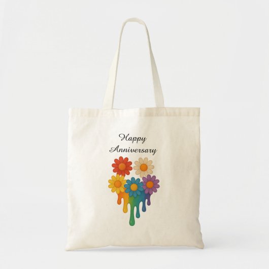Rainbow Flowers Heart - Gelukkig Jubileum Tote Bag (Voorkant)