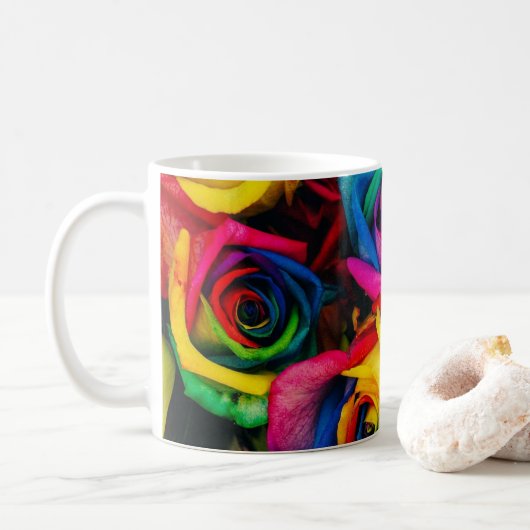 Rainbow Flowers Koffiemok (Met donut)