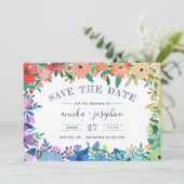 Rainbow Flowers LGBT Weddenschap Save the Date (Staand voorkant)