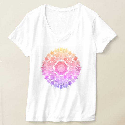 Rainbow Flowers Mandala Vrouwen V-hals T-shirt – F (Laagn)