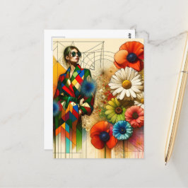 Rainbow  Flowers Mode schets Briefkaart