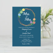 Rainbow Flowers Mrs lesbian bruiloft-uitnodiging Kaart (Staand voorkant)