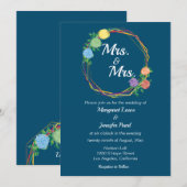 Rainbow Flowers Mrs lesbian bruiloft-uitnodiging  Kaart (Voorkant / Achterkant)