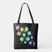 Rainbow Flowers op Black Tote Bag (Achterkant)