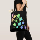 Rainbow Flowers op Black Tote Bag (Dichtbij)