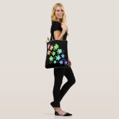 Rainbow Flowers op Black Tote Bag (Op model)