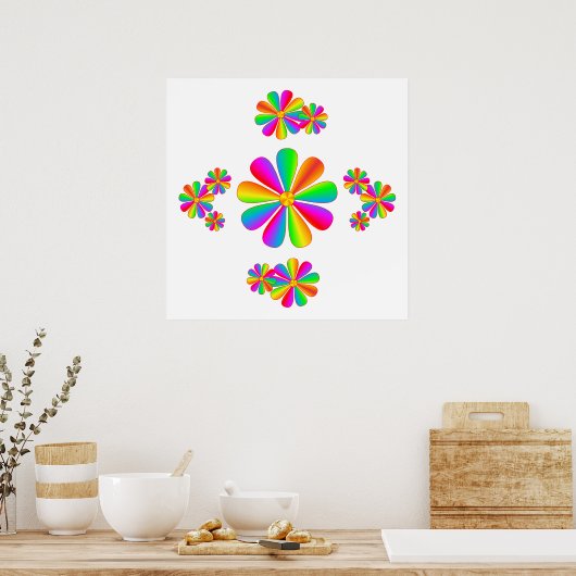 Rainbow Flowers Poster (Keuken)