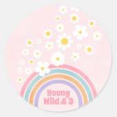 Rainbow Flowers Retro Verjaardagsfeest Stickers (Voorkant)
