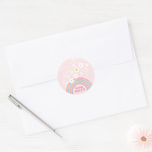 Rainbow Flowers Retro Verjaardagsfeest Stickers (Envelop)