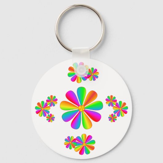 Rainbow Flowers Sleutelhanger (Voorkant)
