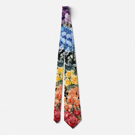 Rainbow Flowers Stropdas (Achterkant)