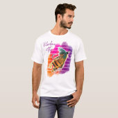 Rainbow Fly Fishing Lure Retro Sunset T-shirt (Voorkant volledig)