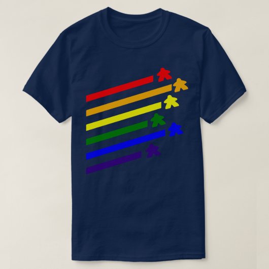 Rainbow Flying Meeples T-shirt (Design voorkant)