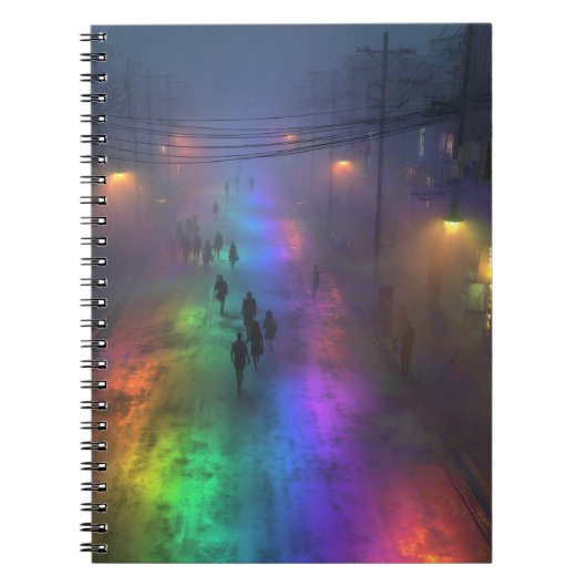 Rainbow Fog City Street Notitieboek (Voorkant)