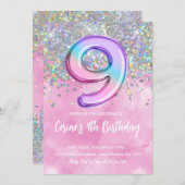 Rainbow Folie meisje negen jaar Kaart (Voorkant / Achterkant)