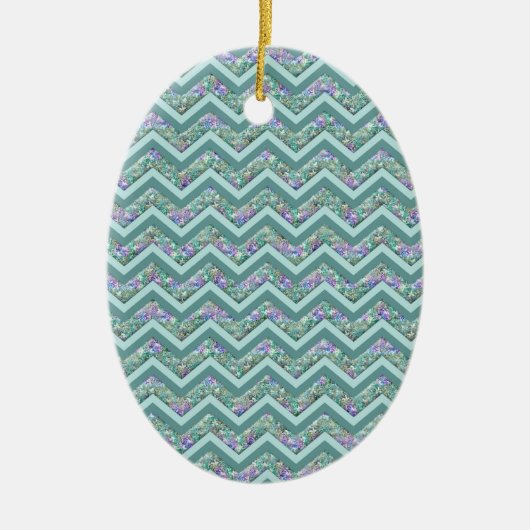 Rainbow Folie ZigZag Pattern Keramisch Ornament (Voorkant)