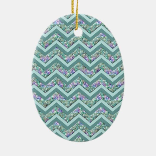 Rainbow Folie ZigZag Pattern Keramisch Ornament (Achterkant)