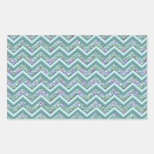 Rainbow Folie ZigZag Pattern Rechthoekige Sticker (Voorkant)
