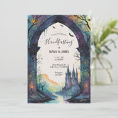 Rainbow Forest Castle Arch Pagan Handfasten Kaart (Staand voorkant)