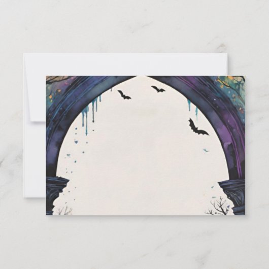 Rainbow Forest Castle Arch Pagan Handfasten RSVP Kaartje (Achterkant)