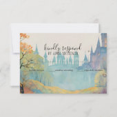 Rainbow Forest Castle Arch Pagan Handfasten RSVP Kaartje (Voorkant)