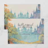 Rainbow Forest Castle Arch Pagan Handfasten RSVP Kaartje (Voorkant / Achterkant)