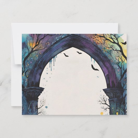 Rainbow Forest Castle Arch Pagan Handfasten Save The Date (Achterkant)