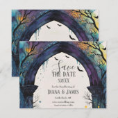 Rainbow Forest Castle Arch Pagan Handfasten Save The Date (Voorkant / Achterkant)