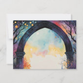 Rainbow Forest Castle Arch Pagan Handfasten Save The Date (Achterkant)