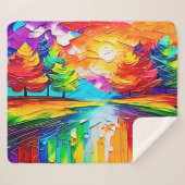 Rainbow Forest Sunset Dreams Sherpa Deken (Voorkant (horizontaal))