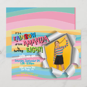 Rainbow Foto Birthday Party Kaart